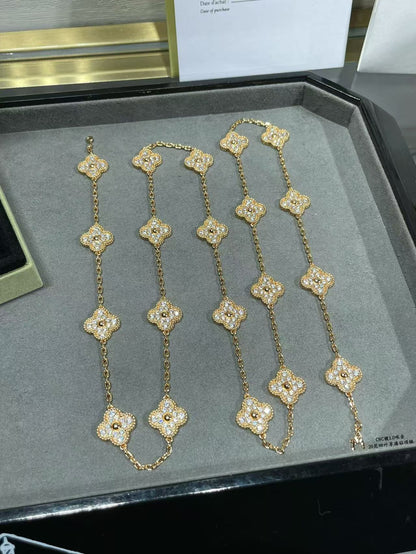 [⭐Hinora Jewelry]CLOVER 20 MOTIFS FULL-DIAMOND NECKLACE