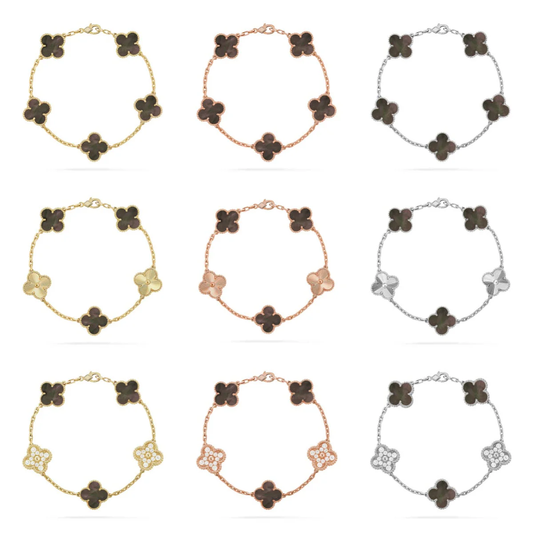 [⭐Hinora Jewelry] CLOVER 5 MOTIF GRAY MOP BRACELET COLLECTION