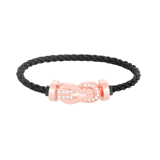 [⭐Hinora Jewelry]CHANCE LARGE 8 FIGURE BUCKLE HALF DIAMOND BRACELET ROSE GOLD