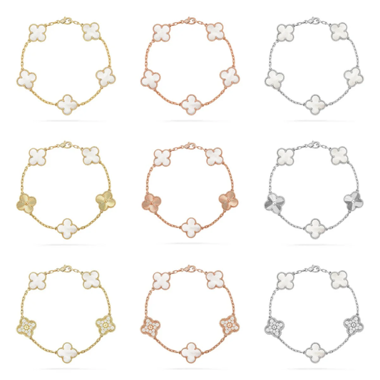 [⭐Hinora Jewelry]CLOVER WHITE PEARL MOP 5 MOTIF BRACELET COLLECTION
