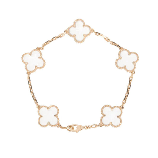 [⭐Hinora Jewelry]CLOVER 5 MOTIF ROCK CRYSTAL BRACELET