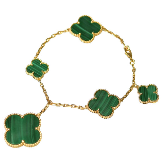 [⭐Hinora Jewelry]MAGIC CLOVER MALACHITE GOLD BRACELET 5 MOTIFS