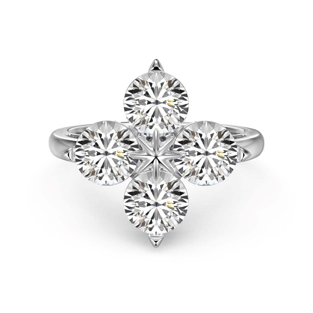 [Hinora Jewelry]Four-Leaf Clover Eight-Pointed Star Ring