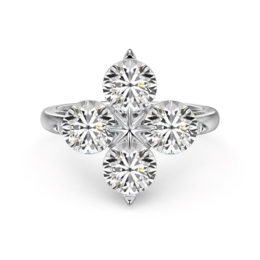 [Hinora Jewelry]Four-Leaf Clover Eight-Pointed Star Ring