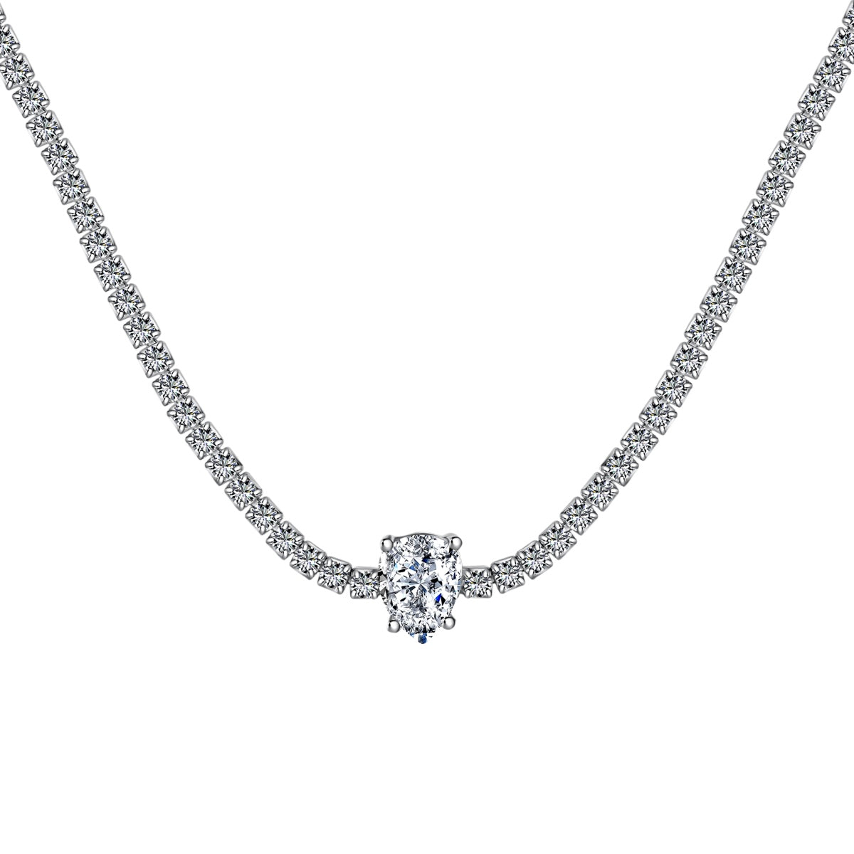 [Hinora Jewelry]1.0 carat Unique Pear Cut Tennis Necklace