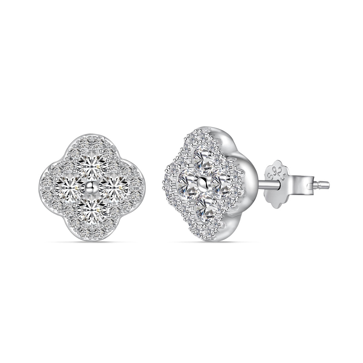 [Hinora Jewelry]Four-Leaf Clover Flower Shaped Earrings