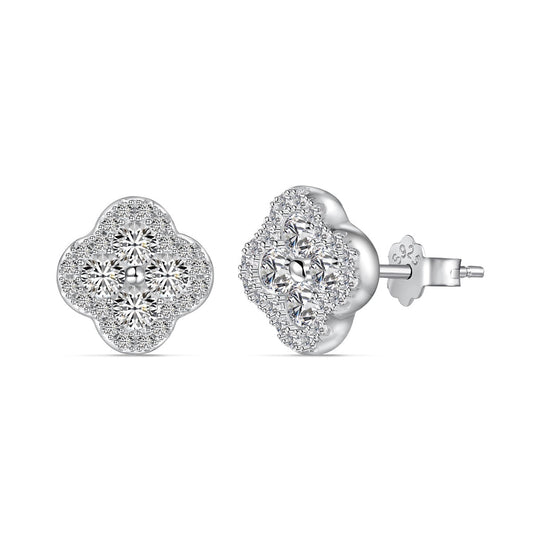 [Hinora Jewelry]Four-Leaf Clover Flower Shaped Earrings