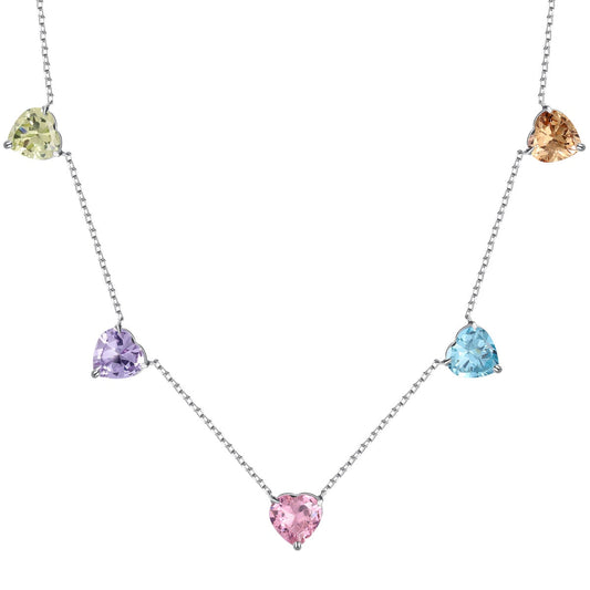 [Hinora Jewelry]Sparkling Colorful Heart Cut Necklace