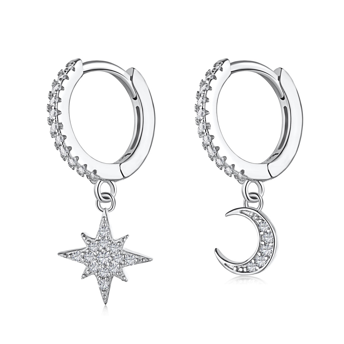 [Hinora Jewelry]Star and Moon Asymmetric Earrings