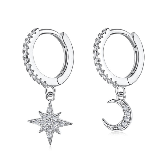 [Hinora Jewelry]Star and Moon Asymmetric Earrings