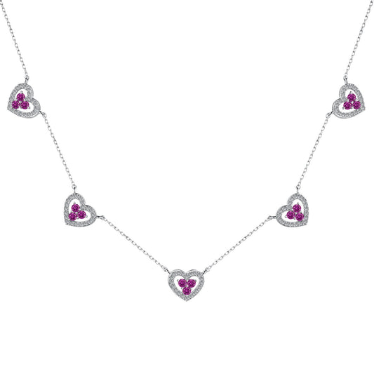 [Hinora Jewelry]Sparkling Five Heart Necklace
