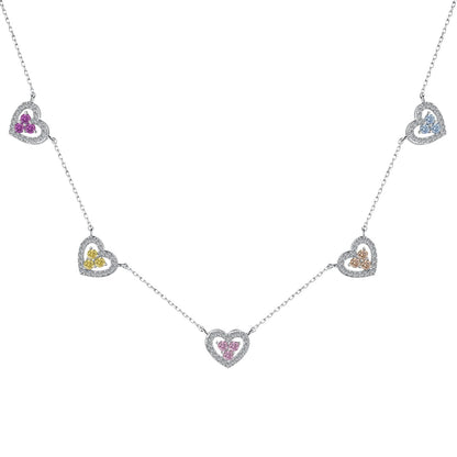 [Hinora Jewelry]Sparkling Five Heart Necklace