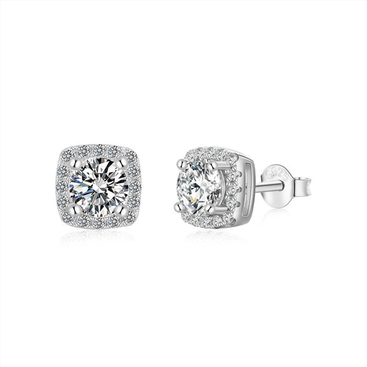 [Hinora Jewelry]Classic Round Center Stone Stud Earrings