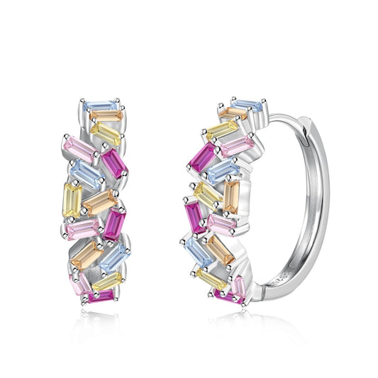 [Hinora Jewelry]Dazzling Colorful Emerald Cut Daily Earrings