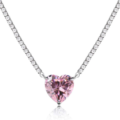 [Hinora Jewelry]8.0 Carat Versatile Colorful Sweet Heart-Shaped Tennis Necklace