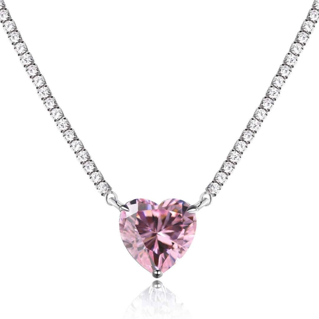 [Hinora Jewelry]8.0 Carat Versatile Colorful Sweet Heart-Shaped Tennis Necklace