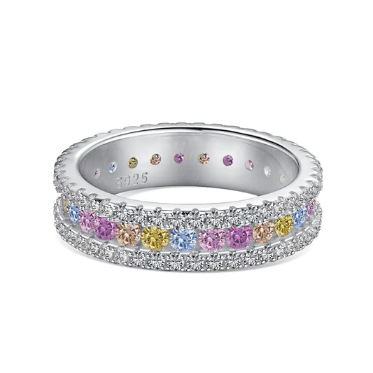 [Hinora Jewelry]Delicate Colorful Round Cut Daily Ring