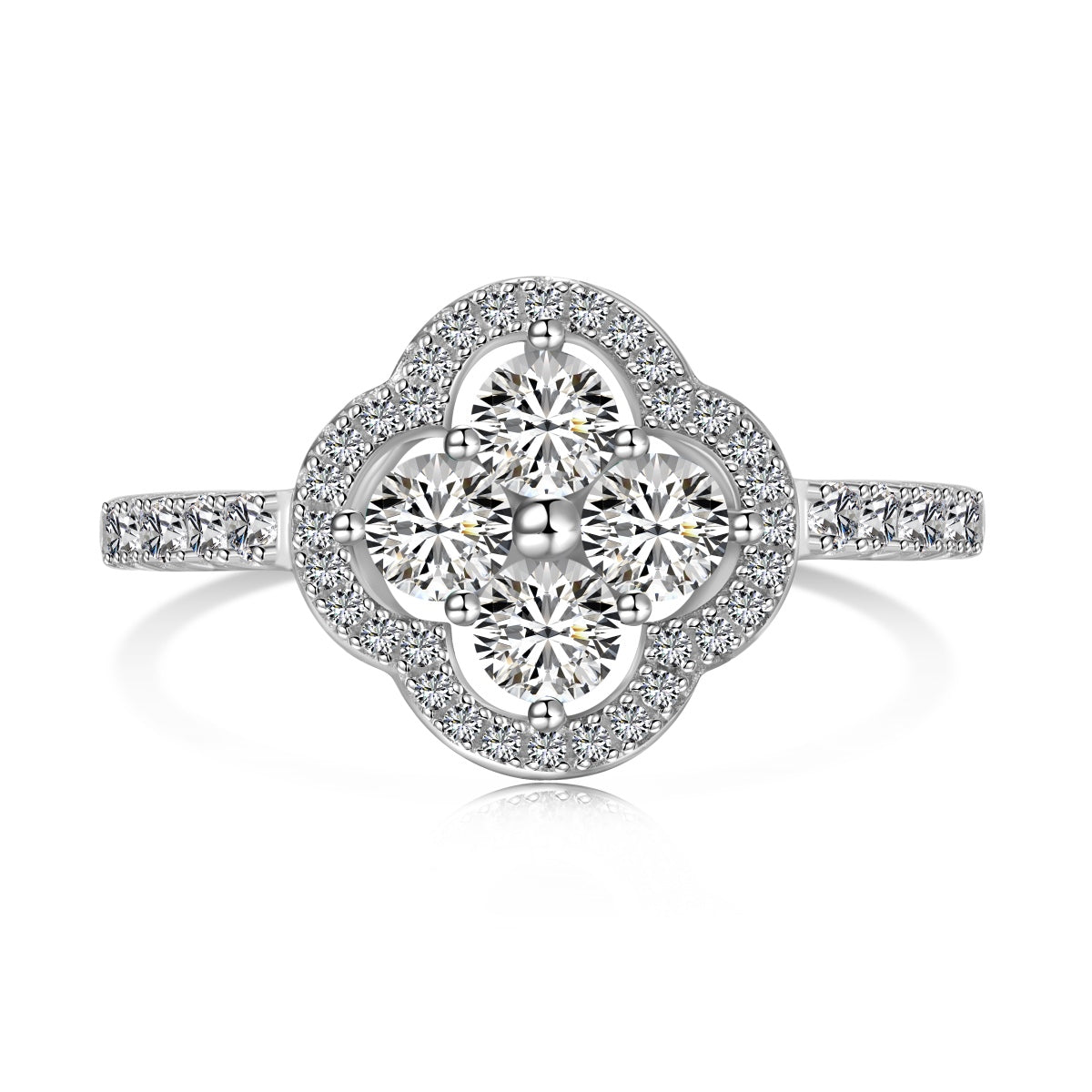 [Hinora Jewelry]Four Leaf Clover Flower Design Ring