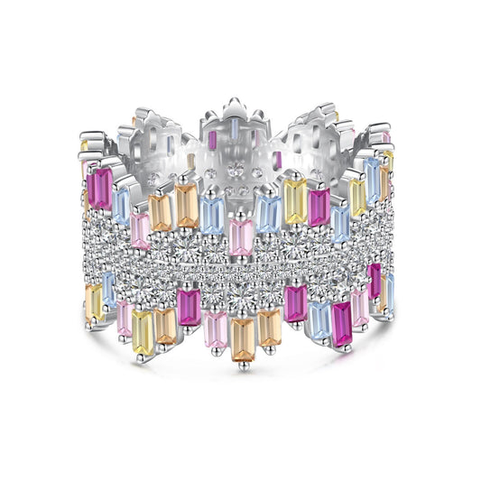 [Hinora Jewelry]Luxurious Colorful Radiant Cut Daily Ring