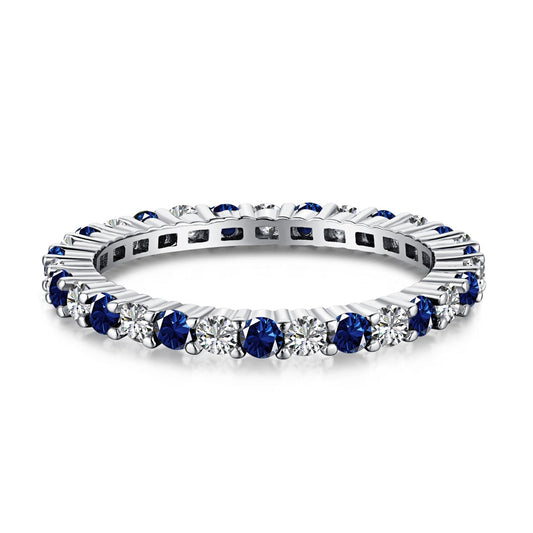 [Hinora Jewelry]Exquisite Colorful Round Cut Tennis Ring
