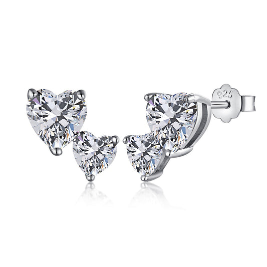 [Hinora Jewelry]Double Heart-Shape Classic Princess Style Earrings