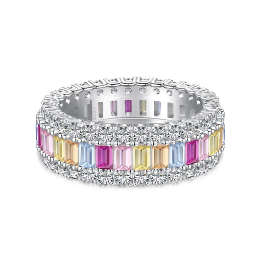 [Hinora Jewelry]Dainty Colorful Radiant Cut Daily Ring