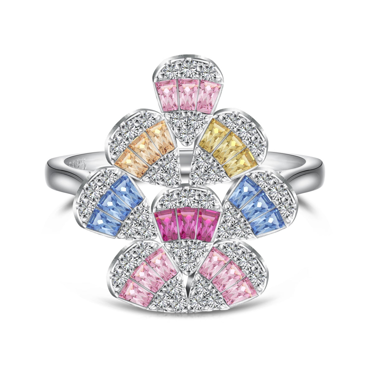 [Hinora Jewelry]Sparkling Colorful Water Drop Shape Daily Ring