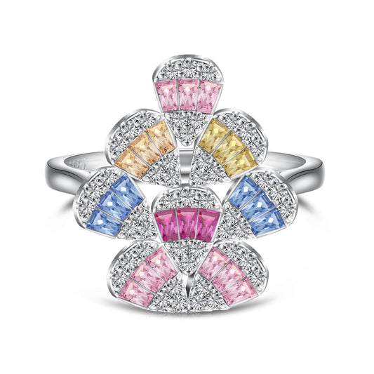 [Hinora Jewelry]Sparkling Colorful Water Drop Shape Daily Ring