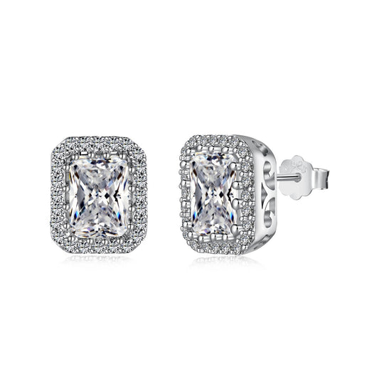 [Hinora Jewelry]1.0 Carat Luxurious Dainty Emerald Cut Daily Earrings