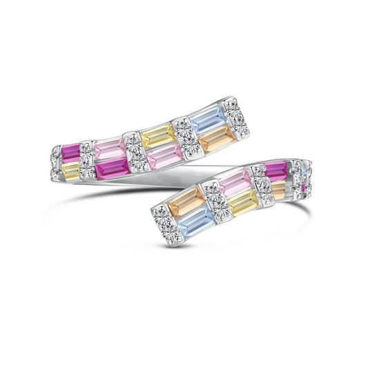 [Hinora Jewelry]Charming Colorful Radiant Cut Adjustable Daily Ring