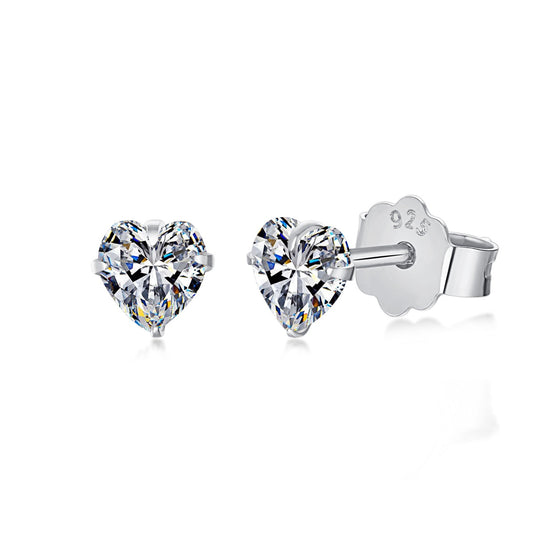 [Hinora Jewelry]Sparkling Heart Shaped Simple Earrings