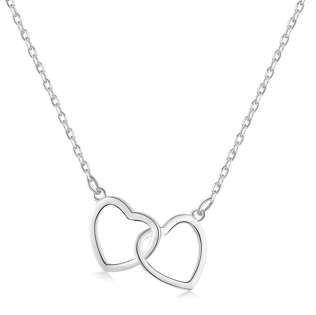 [Hinora Jewelry]Sterling Silver Love Double Ring Necklace