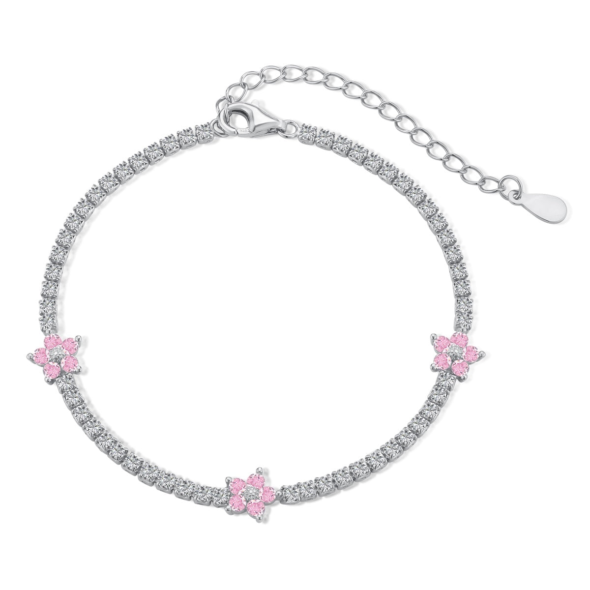 [Hinora Jewelry]Sparkling Flower Shape Tennis Bracelet