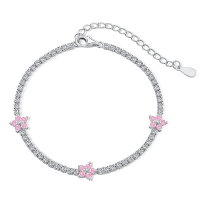[Hinora Jewelry]Sparkling Flower Shape Tennis Bracelet