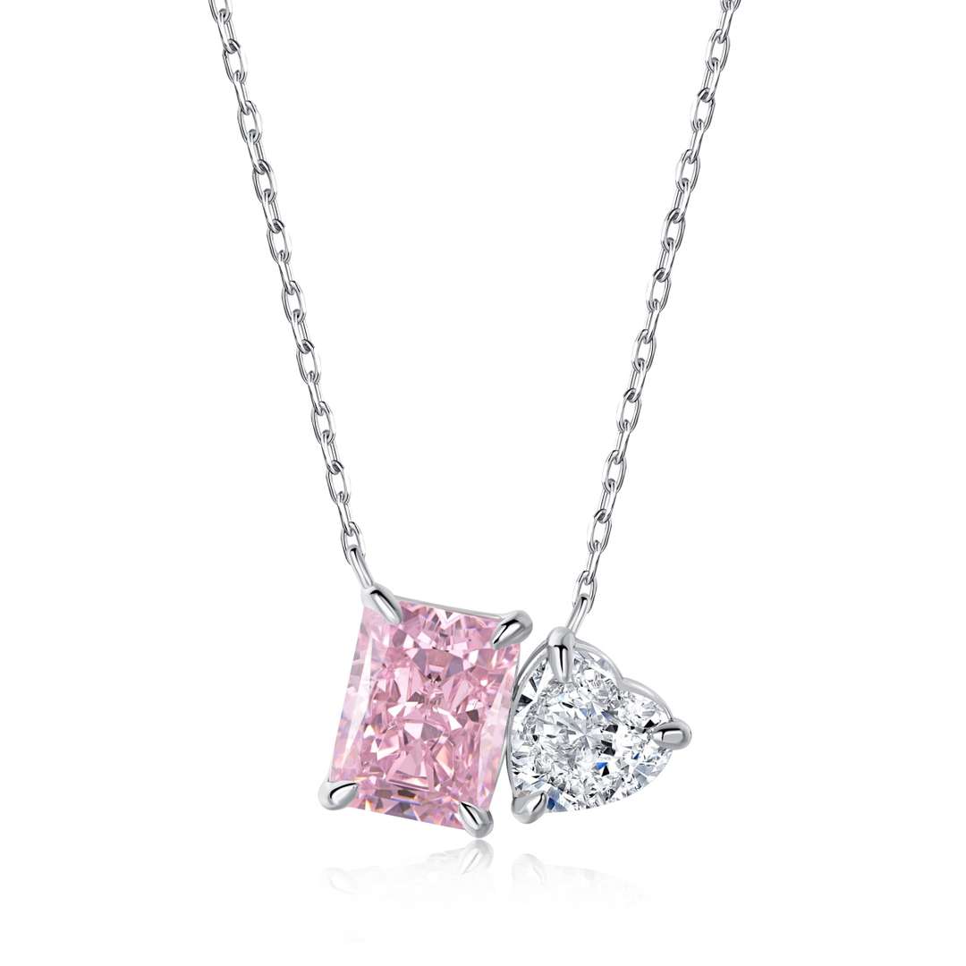 [Hinora Jewelry]Dazzling Square & Heart Shape Necklace