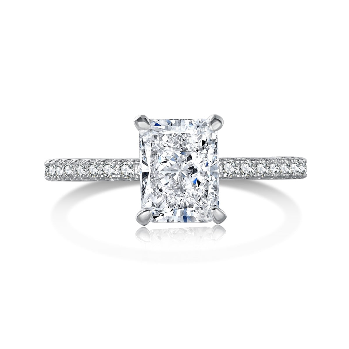 [Hinora Jewelry]2.0 Carat Dazzling Sparkling Radiant Cut Party Ring