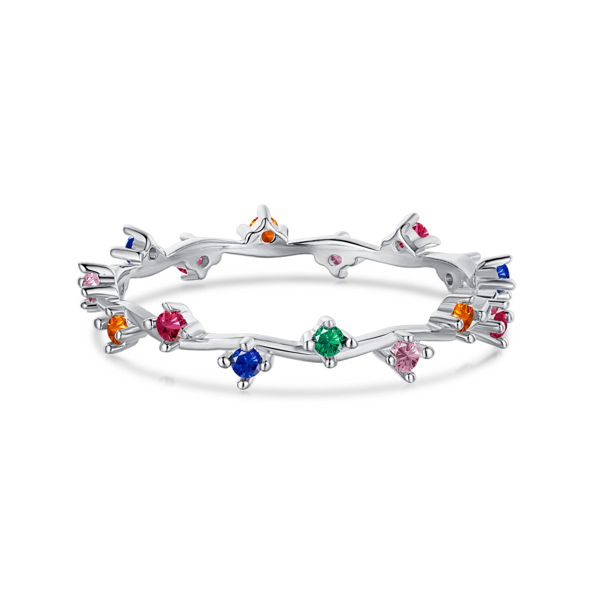 [Hinora Jewelry]Radiant Colorful Round Cut Daily Ring