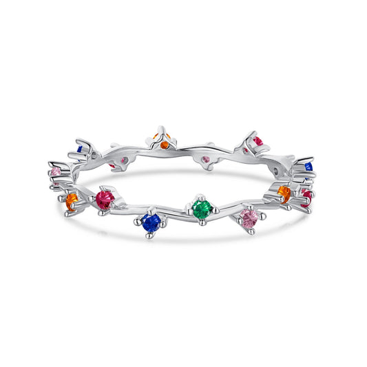 [Hinora Jewelry]Radiant Colorful Round Cut Daily Ring