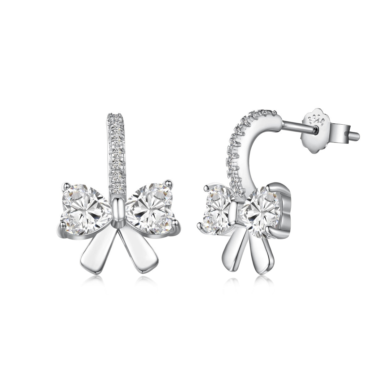 [Hinora Jewelry]Exquisite Earrings With Heart-Shaped Bow Design