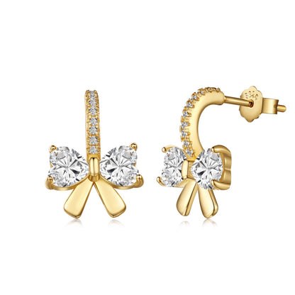 [Hinora Jewelry]Exquisite Earrings With Heart-Shaped Bow Design