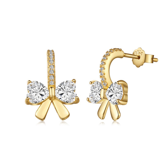 [Hinora Jewelry]Exquisite Earrings With Heart-Shaped Bow Design