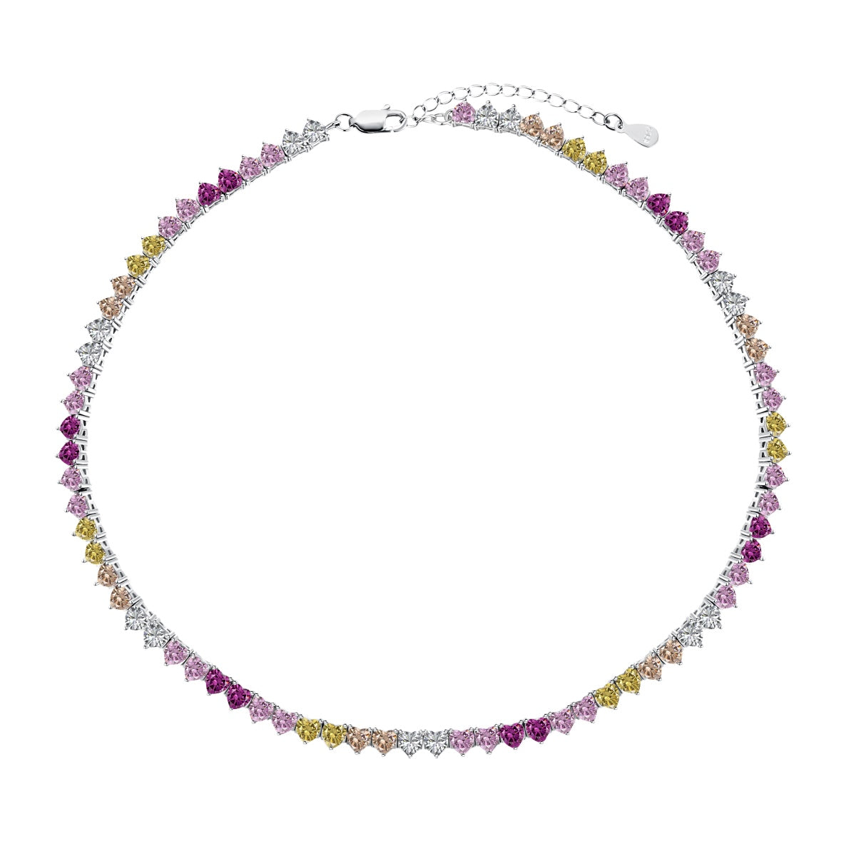 [Hinora Jewelry]Sparkling Colorful Full Heart Tennis Necklace