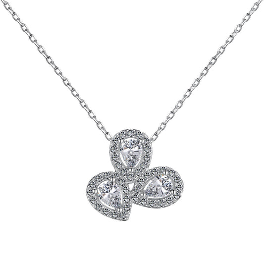 [Hinora Jewelry]Elegant Flower Shape Pear Cut Necklace