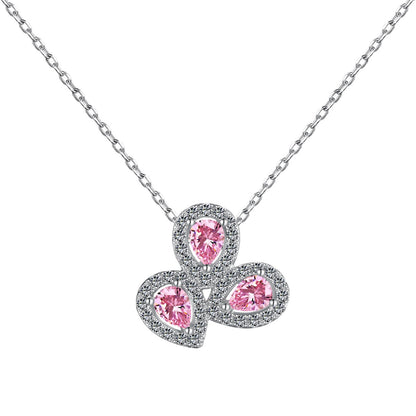 [Hinora Jewelry]Elegant Flower Shape Pear Cut Necklace