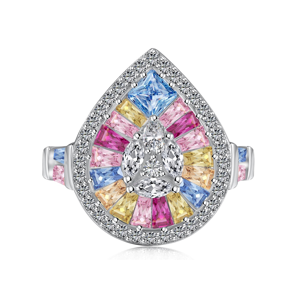 [Hinora Jewelry]Elegant Colorful Water Drop Shape Banquet Ring