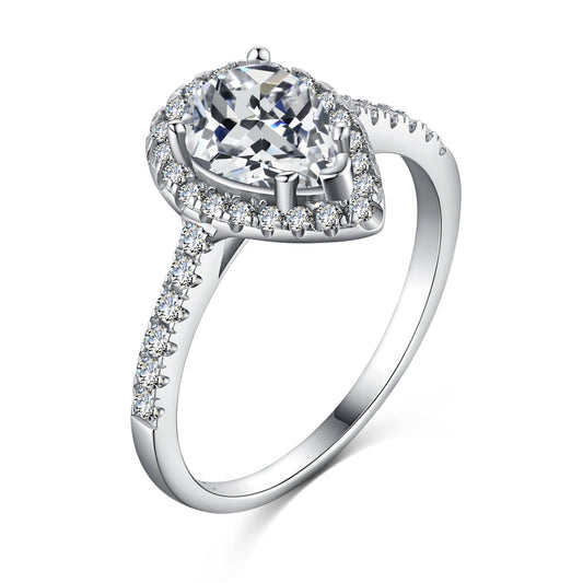 [Hinora Jewelry]1.0 Carat Luxurious Resplendent Water Drop Shape Wedding Ring