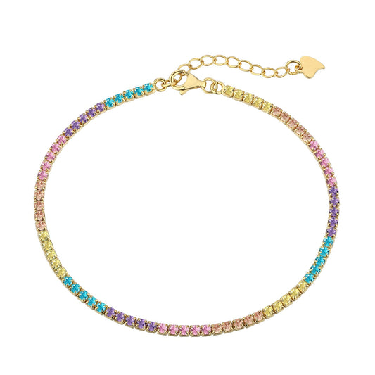 [Hinora Jewelry]Dazzling Colorful Round Cut Daily Bracelet