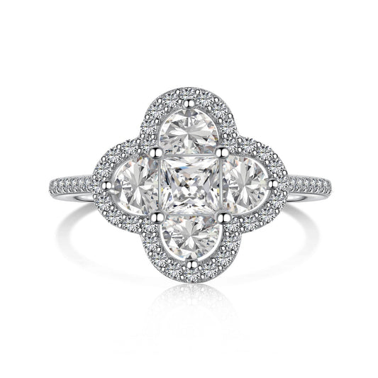 [Hinora Jewelry]Luxurious Eternity Flower Shape Banquet Ring