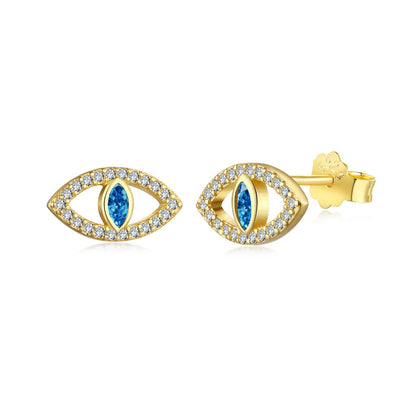 [Hinora Jewelry]Blue Devil Eyes Hollow Stud Earrings