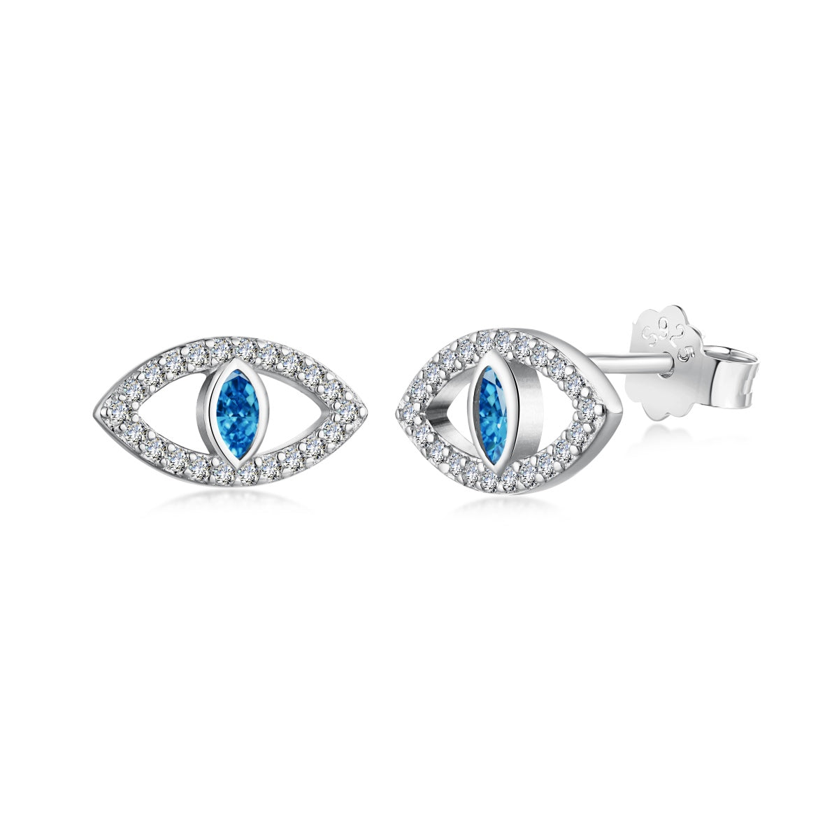 [Hinora Jewelry]Blue Devil Eyes Hollow Stud Earrings